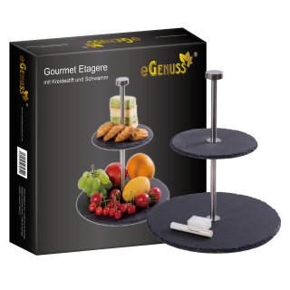 eGenuss Plateau de Repas en Ardoise - pour Mariage, Fte, Repas, Dner, Anniversaire, Restaurant - Moderne et Original - tagre de 2 Plateaux en Ardoise