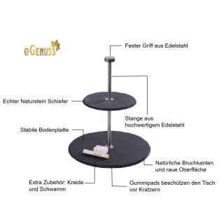 eGenuss Plateau de Repas en Ardoise - pour Mariage, Fte, Repas, Dner, Anniversaire, Restaurant - Moderne et Original - tagre de 2 Plateaux en Ardoise