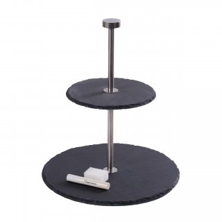 eGenuss Plateau de Repas en Ardoise - pour Mariage, Fte, Repas, Dner, Anniversaire, Restaurant - Moderne et Original - tagre de 2 Plateaux en Ardoise