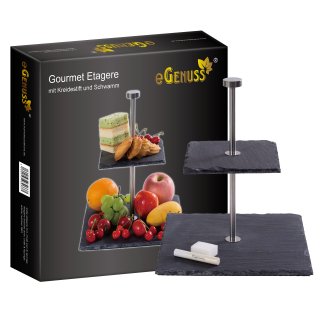 eGenuss Slate Meal Tray - for Wedding, Party, Meal, Dinner, Birthday, Restaurant - Modern and Original - Shelf of 2 Slate Trays