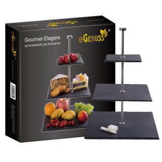 eGenuss Slate Meal Tray - for Wedding, Party, Meal, Dinner, Birthday, Restaurant - Modern and Original - Shelf of 3 Slate Trays