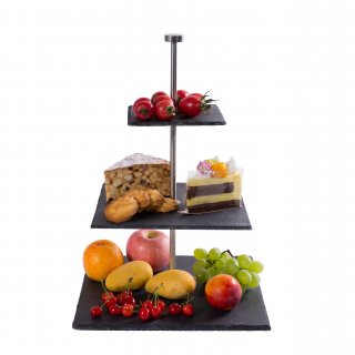 eGenuss Slate Meal Tray - for Wedding, Party, Meal, Dinner, Birthday, Restaurant - Modern and Original - Shelf of 3 Slate Trays