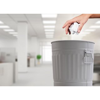 Jinfa Metal Trash Can with handles | 7 Litres | � 21.5 cm, Height 21.5 cm | Size S | Grey