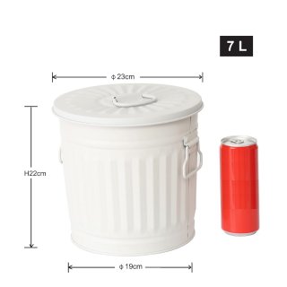 Jinfa Metall M�lleimer mit Deckel und Tragegriffen - f�r gelben Sack,Pfandbeh�lter,Kamin Ascheeimer,Futtertonne,Pelletbeh�lter | Grau | 7L