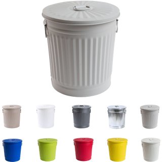 Jinfa� | Piccolo bidone della spazzatura in metallo con manici e coperchio | Grigio | � 21,5 cm, h 21,5 cm | Capienza 7 litri