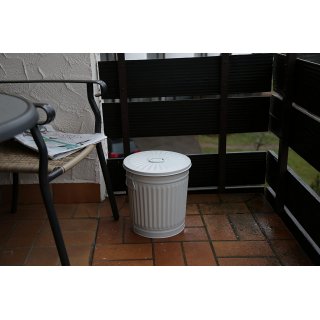 Jinfa Metal Trash Can with handles | 18 Litres | � 29 cm, Height 31.5 cm | Size M | Cream White