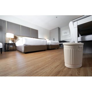 Jinfa� | Bidone della spazzatura in metallo con manici e coperchio | Bianco crema | � 29 cm, h 31,5 cm | Capienza 18 litri