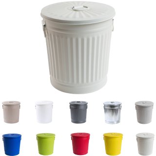 Jinfa� Poubelle Vintage/R�tro - Panier � Linge avec Couvercle et Poign�es de Transport - Bac � Ordures en M�tal - Blanc Cr�me 62 Litres