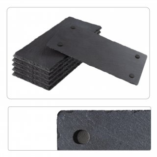 eGenuss Schieferplatten 6er-Set Servierplatten aus Schiefer schwarze Dessertteller Sushi Teller Gastronomie Catering ? rechteckig 30x15 cm