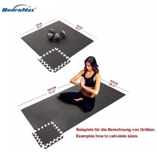 BodenMax Tapis de Protection en Mousse EVA - Dalles en Mousse avec Bordures - Tapis de Sport, Yoga, Musculation, Gym - Anthracite 30x30x1 cm (18 pices)
