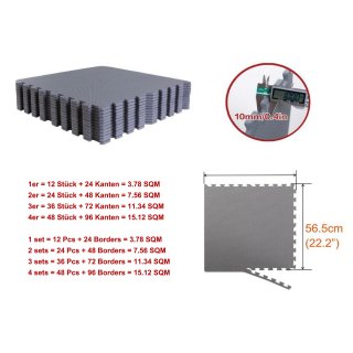 BodenMax Tappeto Protettivo in Gommapiuma Eva - Puzzle a Incastro con Bordi - Tappetino Sportivo, da Yoga, per la Palestra