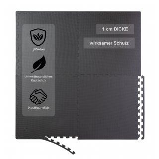 BodenMax Tapis de Protection en Mousse EVA - Dalles en Mousse avec Bordures - Tapis de Sport, Yoga, Musculation, Gym - Anthracite 58x58x1cm (12 pices)