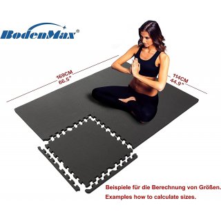 BodenMax Tapis de Protection en Mousse EVA - Dalles en Mousse avec Bordures - Tapis de Sport, Yoga, Musculation, Gym - Anthracite 58x58x2,5cm (6 pices)