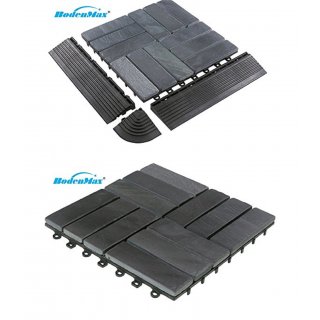 BodenMax LLSLA3H-BLK-5-YP Baldosas de Pizarra para terraza, jardines, balcones, piscinas, saunas, interiores y exteriores. Pizarra gris. Muestra de 2 baldosas de pizarra de 30 cm x 30 cm x 2,5 cm.