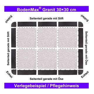 BodenMax Pack de 2 Dalles Clipsables en Granit 30x30x2,5cm - Dalles Embotables pour Terrasse, Jardin, Balcon, Piscine, Sauna, Intrieur et Extrieur