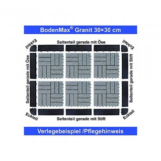 BodenMax Pack de 2 Dalles Clipsables en Granit 30x30x2,5cm - Dalles Embotables pour Terrasse, Jardin, Balcon, Piscine, Sauna, Intrieur et Extrieur