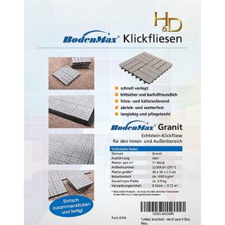 BodenMax Pack de 2 Dalles Clipsables en Granit 30x30x2,5cm - Dalles Embotables pour Terrasse, Jardin, Balcon, Piscine, Sauna, Intrieur et Extrieur