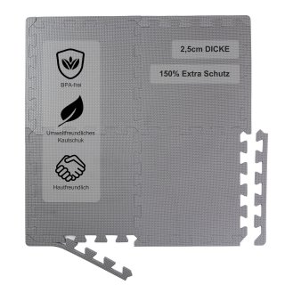 BodenMax Schutzmatten Set 30x30cm mit 25 mm Strke- grau (6 Stck)