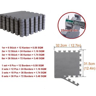 BodenMax� Schutzmatten Set 30x30cm mit 25 mm St�rke- grau (6 St�ck)