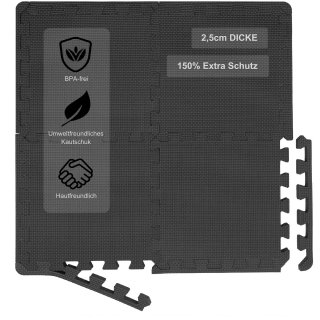 BodenMax� Schutzmatten Set 30x30cm mit25 mm St�rke- schwarz (6 St�ck)