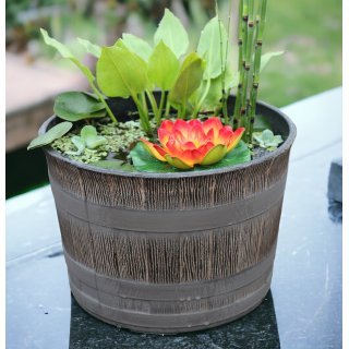 Jinfa 1 Blumenkbel aus Kunststoff in Holzoptik | Farbe: Eiche | Design: Barrique |  36 cm