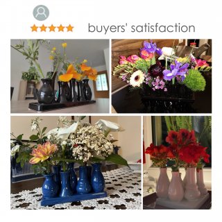 Jinfa Handgefertigte kleine Keramik Deko Blumenvasen Set aus 7 Vasen in blau