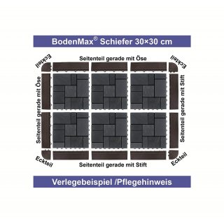 BodenMax Klick Bodenfliesen Set Seitenteil gerade mit se schwarz (14 Stck)