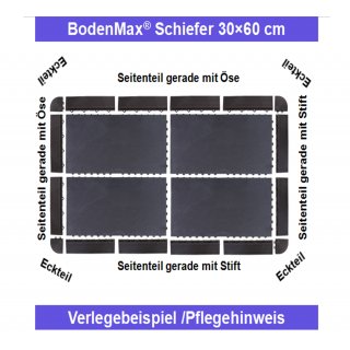 BodenMax Naturstein Click Bodenfliesen Set Terrassenfliesen Slate Stone Terrassenplatte anthrazit Klickfliesen Seitenteil gerade mit se schwarz(14 Stck)
