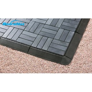BodenMax Naturstein Click Bodenfliesen Set Terrassenfliesen Slate Stone Terrassenplatte anthrazit Klickfliesen Seitenteil gerade mit se schwarz(14 Stck)