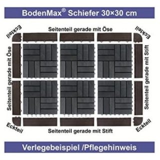 BodenMax Klick Bodenfliesen Set Seitenteil gerade mit Stift schwarz (14 Stck)
