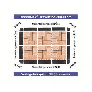 BodenMax Klick Bodenfliesen Set Seitenteil gerade mit se schwarz (14 Stck)
