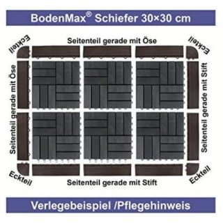 BodenMax Klick Bodenfliesen Set Seitenteil gerade mit se schwarz (14 Stck)