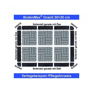 BodenMax® Klick Bodenfliesen 30 x 30 cm Granit (Grau) Design: Barock