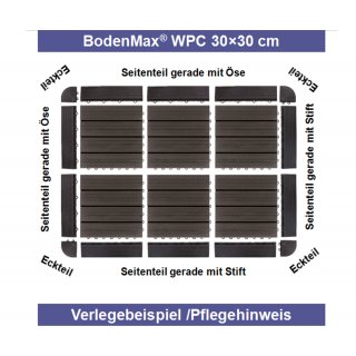 BodenMax Naturstein Click Bodenfliesen Set Terrassenfliesen Slate Stone Terrassenplatte anthrazit Klickfliesen Seitenteil gerade mit se schwarz(14 Stck)