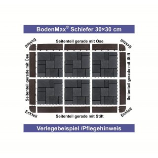 BodenMax Naturstein Click Bodenfliesen Set Terrassenfliesen Slate Stone Terrassenplatte anthrazit Klickfliesen Seitenteil gerade mit se schwarz(14 Stck)