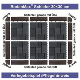 BodenMax® Klick Bodenfliesen Set Eckteile schwarz (4 Stück)