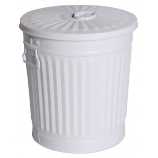 Jinfa | Galvanized metal trash bin with handles and lid | White | Diameter  21,5 cm | Height 21,5 cm | Volume: 7 litres