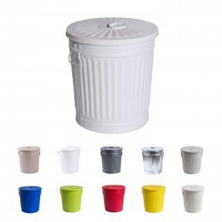 Jinfa | Galvanized metal trash bin with handles and lid | White | Diameter  29 cm | Height 31,5 cm | Volume: 18 litres