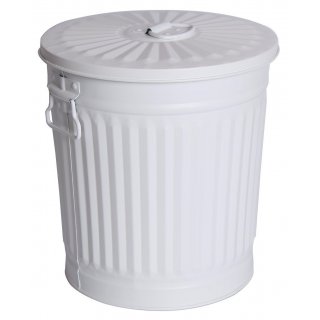 Jinfa | Galvanized metal trash bin with handles and lid | White | Diameter  29 cm | Height 31,5 cm | Volume: 18 litres