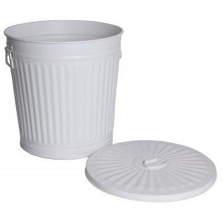 Jinfa | Galvanized metal trash bin with handles and lid | White | Diameter  29 cm | Height 31,5 cm | Volume: 18 litres