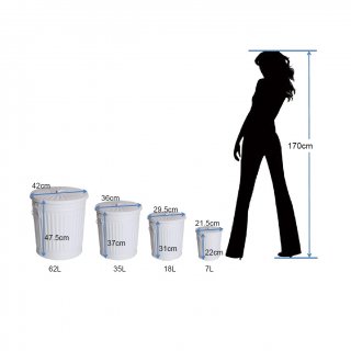 Jinfa | Galvanized metal trash bin with handles and lid | White | Diameter  29 cm | Height 31,5 cm | Volume: 18 litres