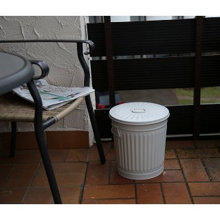Jinfa | Galvanized metal trash bin with handles and lid | White | Diameter  42 cm | Height 47,5 cm | Volume: 62 litres