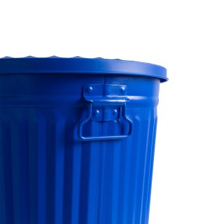 Jinfa | Cubo de basura de metal galvanizado con asas y tapa | Azul | Dimetro  36 cm - Altura 36,5 cm | Capacidad: 35 litros