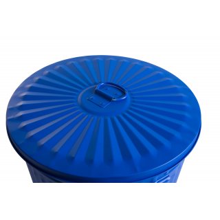 Jinfa | Poubelle en mtal galvanis avec poignes et couvercle | Bleu | Diamtre  36 cm - Hauteur 36,5 cm | Capacit: 35 litres