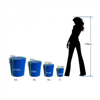 Jinfa | Galvanized metal trash bin with handles and lid | Zinc | Diameter  42 cm | Height 47,5 cm | Volume: 62 litres