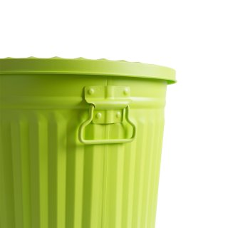 Jinfa | Galvanized metal trash bin with handles and lid | Green | Diameter  21,5 cm | Height 21,5 cm | Volume: 7 litres