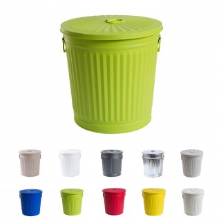 Jinfa | Poubelle en mtal galvanis avec poignes et couvercle | Vert | Diamtre  29 cm - Hauteur 31,5 cm | Capacit: 18 litres