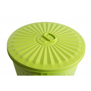 Jinfa | Cubo de basura de metal galvanizado con asas y tapa | Verde | Dimetro  42 cm - Altura 47,5 cm | Capacidad: 62 litros