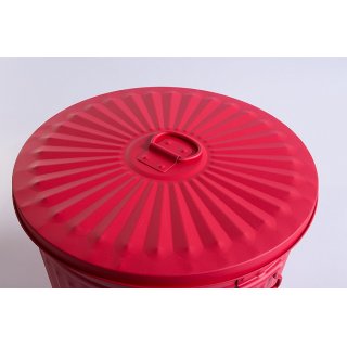 Jinfa | Galvanized metal trash bin with handles and lid | Red | Diameter  21,5 cm | Height 21,5 cm | Volume: 7 litres
