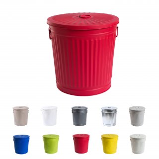Jinfa | Galvanized metal trash bin with handles and lid | Red | Diameter  29 cm | Height 31,5 cm | Volume: 18 litres
